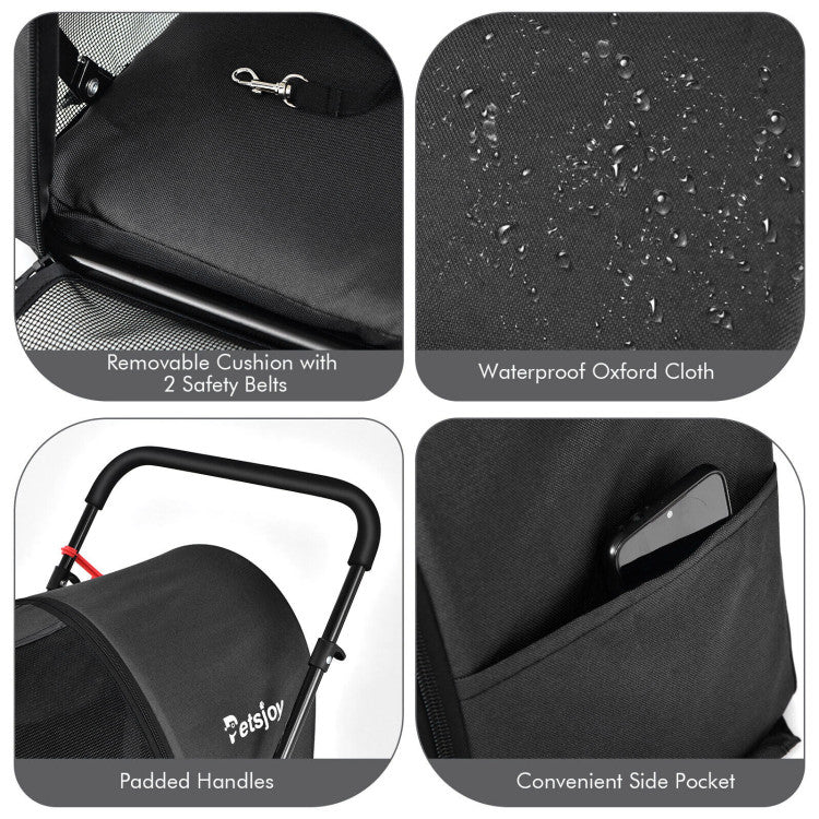 4-in-1 Double Pet Stroller | Detachable Carrier & Travel Carriage for Cats & Dogs