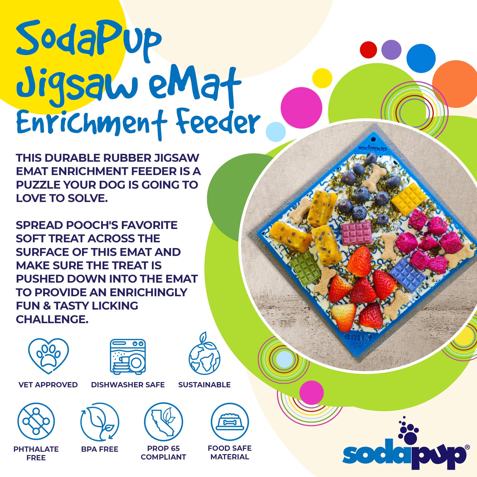 Jigsaw Puzzle eMat | Enrichment Lick Mat for Anxiety Relief in Dogs & Cats