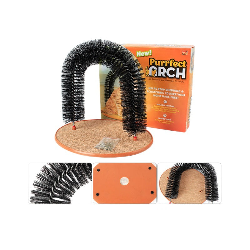2-in-1 Cat Grooming Arch & Scratcher | Self-Grooming Toy for Happy, Itchy Cats
