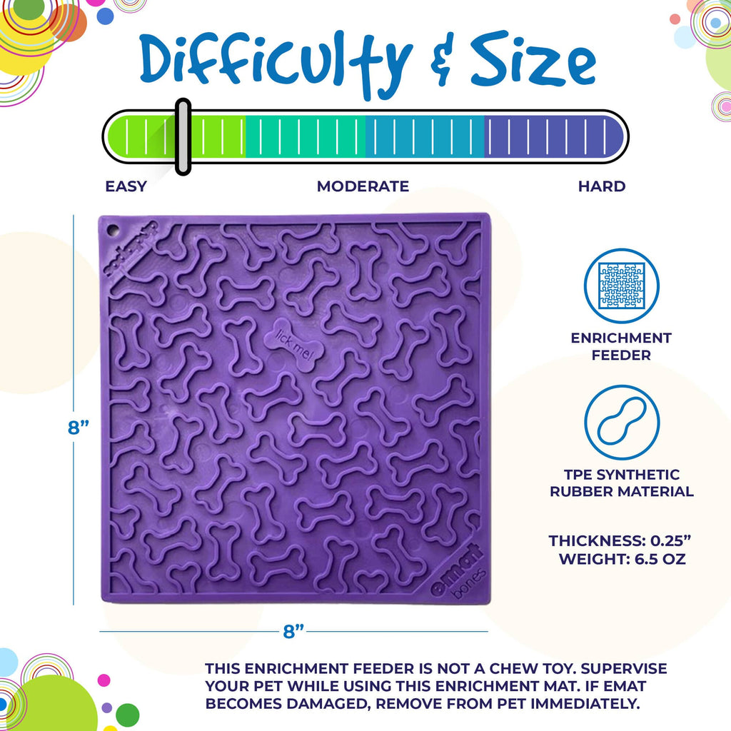 Bones eMat | SodaPup Enrichment Lick Mat for Anxiety Relief in Dogs & Cats