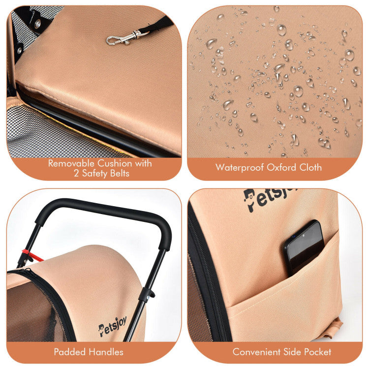 4-in-1 Double Pet Stroller | Detachable Carrier & Travel Carriage for Cats & Dogs